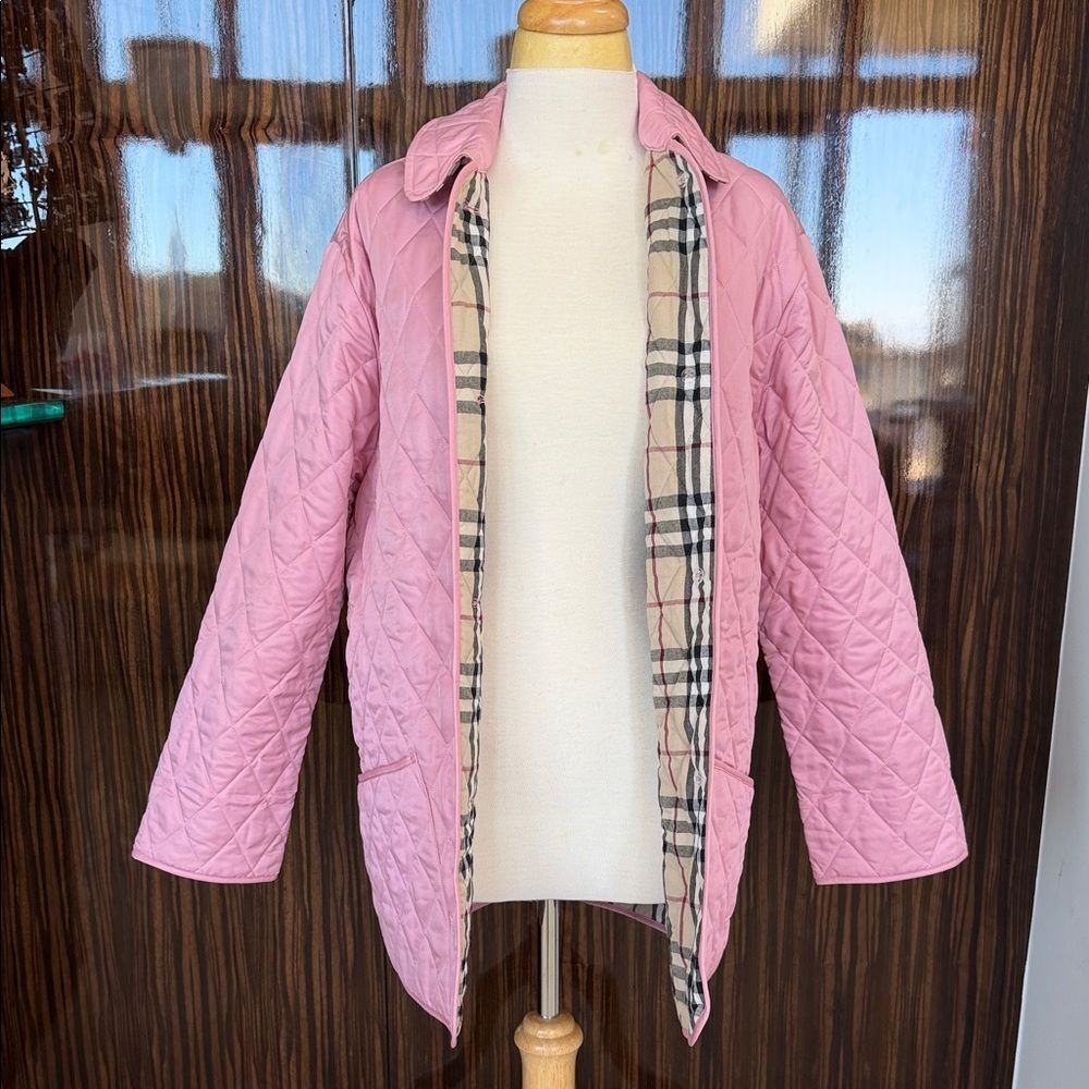 Vintage Burberry Pink Quilted Women's Puffer Jacket